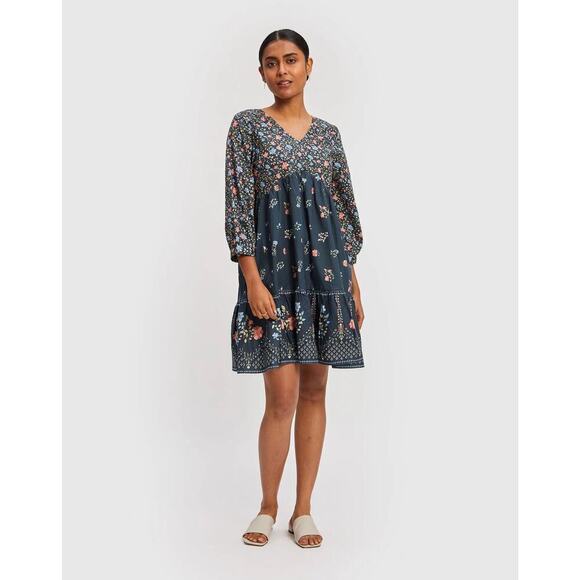 NWT Madewell x Reistor Deep V Short Dress Floral Organic Cotton Peasant Size XL - Picture 3 of 15